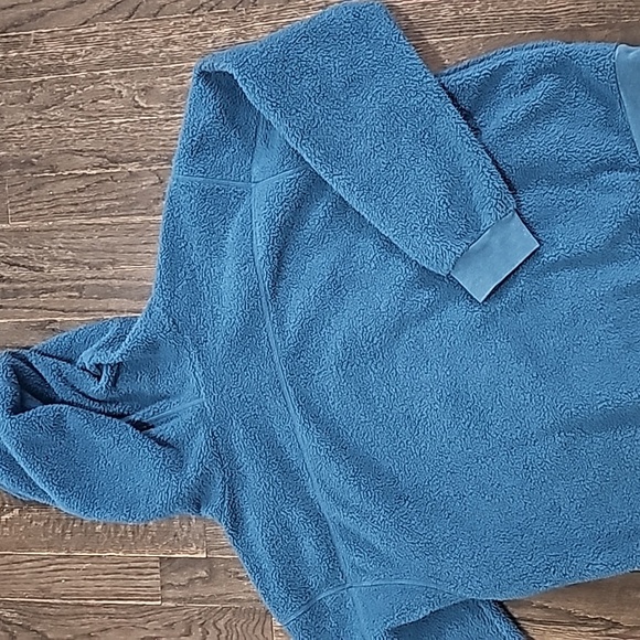 💥THE NORTH FACE blue green teal Pullover Women's Sz L sherpa soft - Picture 5 of 5